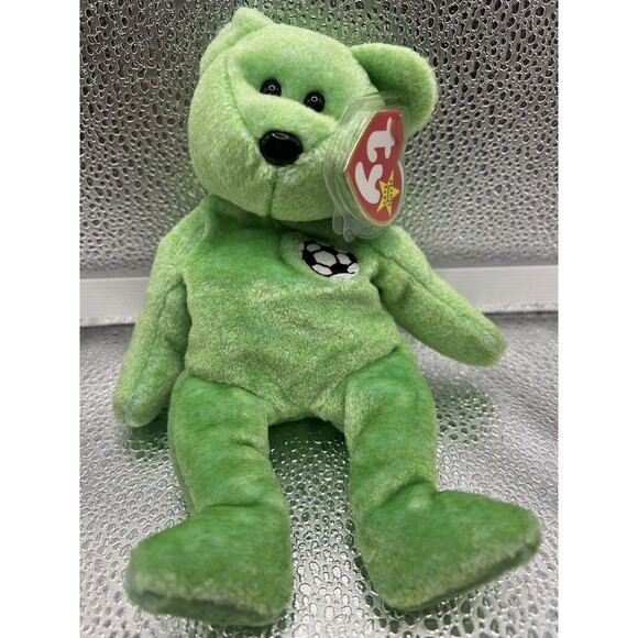 Ty Other - Ty Beanie Baby Collection 1998/99 - Kicks The Green Soccer Bear, TAG ERROR Rare